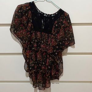 Sheer floral blouse size small